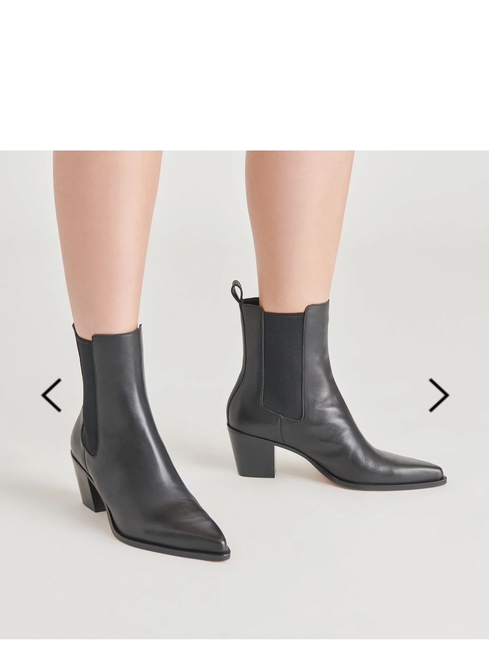 Dolce Vita Shadie H20 Black Pointed-Toe Chelsea Block Heel Boots